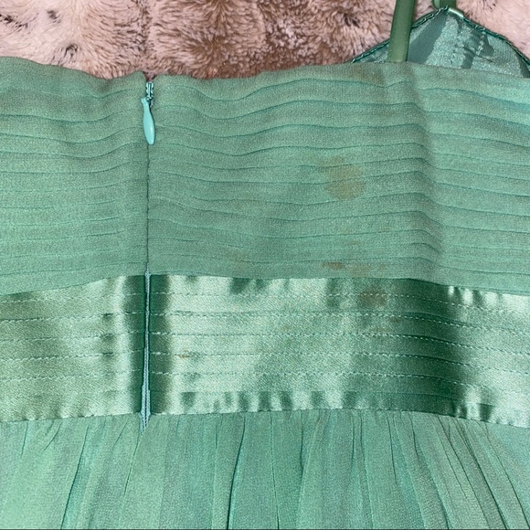 BCBGMAXAZRIA EMERALD GREEN/BLUE SILK CHIFFON WOVEN STRAPLESS MINI COCKTAIL DRESS - Picture 12 of 14